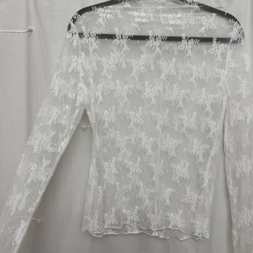 Sheer White Lace Long Sleeve Top